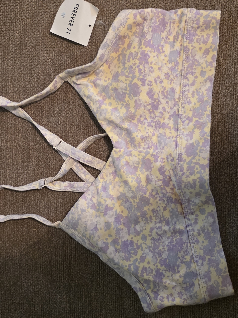 Forever 21 Girls' Lavender & Yellow Printed Sports Bra